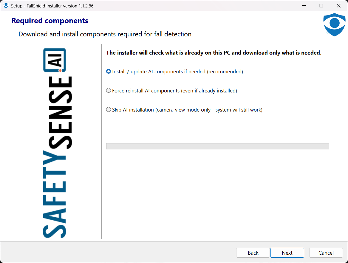 AI detection package installation page