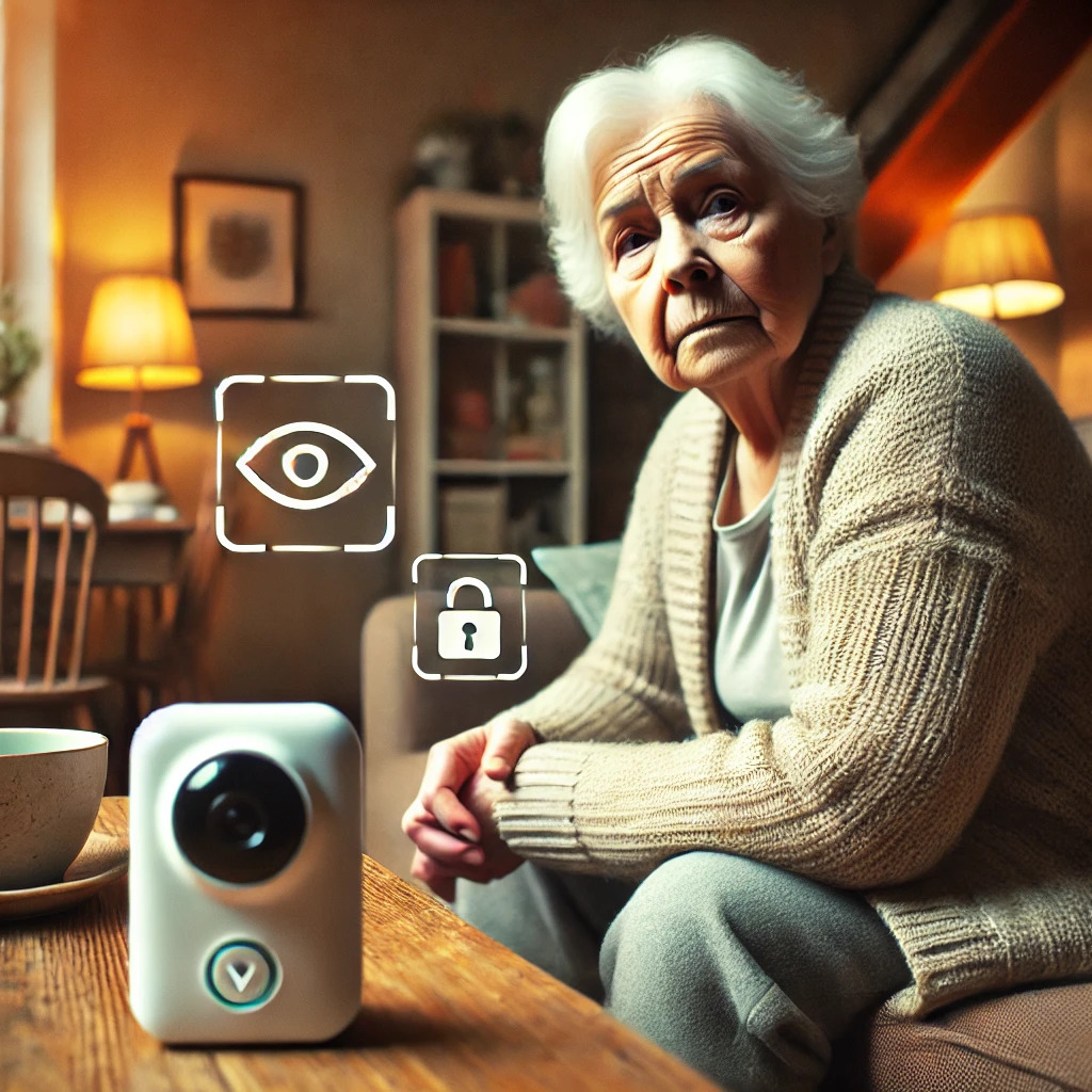 Elderly person concerned about comprehensive wellness and safety